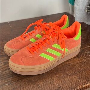 Adidas Bright Orange and Neon Green Shoes